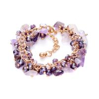Tibetan Style Bracelet, with Amethyst, with 4cm extender chain, gold color plated, for woman, more colors for choice, nickel, lead & cadmium free, 150mm, Sold Per Approx 5.9 Inch Strand