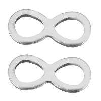 Stainless Steel Connector, Infinity, 1/1 loop, silver color, 10x4.50x1mm, Hole:Approx 3.5x2.5mm, Approx 500PCs/Lot, Sold By Lot