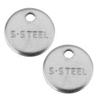 Stainless Steel Pendants Flat Round with letter pattern silver color Approx 1.5mm Approx Sold By Lot