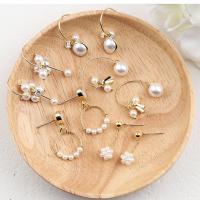 Brass Drop Earring with ABS Plastic Pearl plated & for woman white nickel lead & cadmium free 18*9mm 50*7mm Sold By Pair