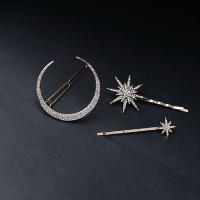 Hair Slide Zinc Alloy gold color plated & micro pave rhinestone & for woman nickel lead & cadmium free 45mm Approx Sold By Lot