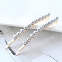 Hair Slide Zinc Alloy with Plastic Pearl gold color plated for woman nickel lead & cadmium free 90mm Approx Sold By Lot