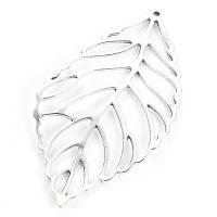Tibetan Style Leaf Pendants, silver color plated, 90x49mm, Hole:Approx 2mm, 5PCs/Lot, Sold By Lot