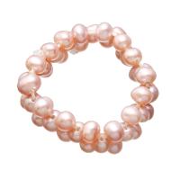 Pierścień z perłami słodkowodnymi, Perła naturalna słodkowodna, ze Żyłka wędkarska, Ziemniak, Naturalne, dla kobiety, różowy, 3x3mm, rozmiar:7, sprzedane przez PC