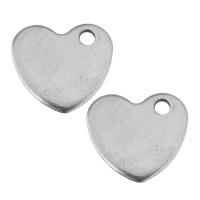 Stainless Steel Heart Pendants, silver color, 10x10x1mm, Hole:Approx 1.5mm, Approx 500PCs/Lot, Sold By Lot