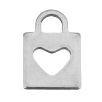 Stainless Steel Pendants, Lock, silver color, 11.50x16.50x1mm, Hole:Approx 4x3.5mm, Approx 500PCs/Lot, Sold By Lot