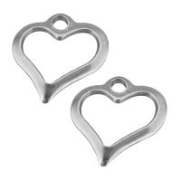 Stainless Steel Heart Pendants, hollow, silver color, 11x11x1.50mm, Hole:Approx 1.5mm, Approx 500PCs/Lot, Sold By Lot