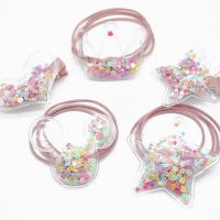 PVC Plastic Hair Accessories with Cloth Cartoon handmade for children pink 65*50mm Sold By Lot