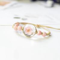 Glass Woven Ball Bracelets, with Porcelain, with 50mm extender chain, different styles for choice & for woman, more colors for choice, 210mm, Sold Per Approx 8.2 Inch Strand