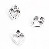 Tibetan Style Heart Pendants, platinum color plated, nickel, lead & cadmium free, 11x8mm, Hole:Approx 2mm, 10PCs/Bag, Sold By Bag
