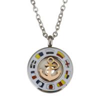Stainless Steel Jewelry Necklace, oval chain & enamel, original color, 18x23mm,2mm, Sold Per Approx 17 Inch Strand