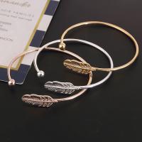 Tibetan Style Cuff Bangle, Leaf, plated, adjustable & for woman, more colors for choice, nickel, lead & cadmium free, Inner Diameter:Approx 65mm, Sold By PC