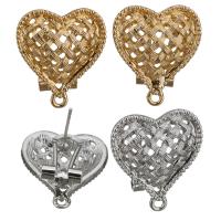 Zinc Alloy Earring Stud Component Heart plated with loop & hollow nickel lead & cadmium free Approx 1.5mm Approx Sold By Lot