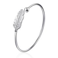 Tibetan Style Bangle, Feather, platinum color plated, adjustable & for woman, nickel, lead & cadmium free, 62mm, 2Strands/Lot, Sold By Lot