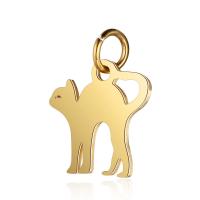 Stainless Steel Animal Pendants, Cat, plated, Unisex, more colors for choice, 12x16mm, 10PCs/Bag, Sold By Bag