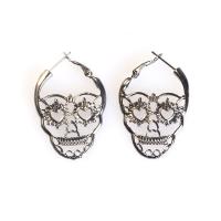 Tibetan Style Lever Back Earring, Skull, plated, vintage & Unisex & hollow, more colors for choice, 35mm, Sold By Pair