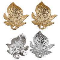 Tibetan Style Earring Stud Component, Leaf, plated, with loop, more colors for choice, nickel, lead & cadmium free, 18x21x16mm, Hole:Approx 1.5mm, Approx 10Pairs/Lot, Sold By Lot