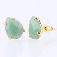 Natural Stone Stud Earring with Brass brass post pin plated & for woman Sold By Pair