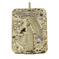 Cubic Zirconia Micro Pave Brass Pendant, gold color plated, micro pave cubic zirconia, nickel, lead & cadmium free, 15x20x3.50mm, Hole:Approx 1mm, Approx 50PCs/Lot, Sold By Lot