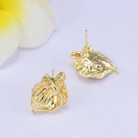 Brass Stud Earring real gold plated with loop & for woman nickel lead & cadmium free 15*12mm Sold By Lot