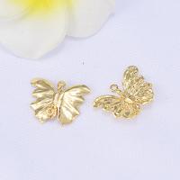 Brass Jewelry Pendants, Butterfly, real gold plated, for woman, nickel, lead & cadmium free, 19*19mm, Hole:Approx 2mm, 10PCs/Lot, Sold By Lot