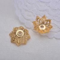 Brass Bead Cap, Flower, real gold plated, for woman, nickel, lead & cadmium free, 14.5*5mm, Hole:Approx 2mm, 10PCs/Lot, Sold By Lot