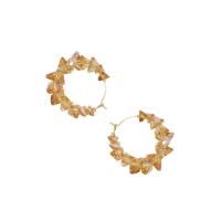 Brass Hoop Earring, with Crystal, Donut, gold color plated, for woman, more colors for choice, nickel, lead & cadmium free, 34*36mm, Sold By Pair