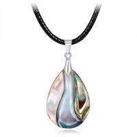 Abalone Shell Necklace, with leather cord, plated, Unisex, black, 45x23mm, Sold Per Approx 17.7 Inch Strand