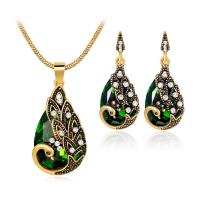 Zinc Alloy Jewelry Sets earring & necklace with Crystal plated for woman & with rhinestone 40mm 20mm 36mm 14mm Length Approx 17.7 Inch Sold By Set