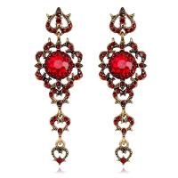 Tibetan Style Drop Earrings, plated, for woman & with rhinestone, more colors for choice, 75x24mm, Sold By Pair