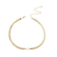 Zinc Alloy Choker Necklace, med Plastic Pearl, zinklegering karabinlås, forgyldt, for kvinde, flere farver til valg, Solgt Per Ca. 11 inch Strand