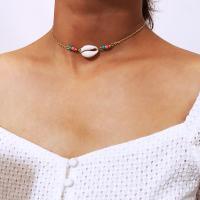 Shell Choker Necklace with Seedbead & Zinc Alloy plated for woman Sold Per Approx 12.5 Inch Strand