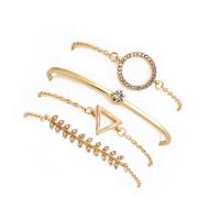 alliage de zinc Set de bracelet, Placage, 4 pièces & pour femme & avec strass, Or, Vendu par lot