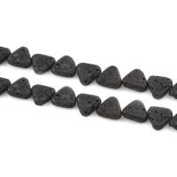 Perline lava naturale, Triangolo, nero, 15*15*5mm, Venduto da filo