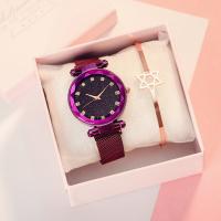 Women Wrist Watch Zinc Alloy with Glass & Stainless Steel Chinese watch movement with magnetic & micro pave rhinestone & for woman plated Sold By PC