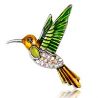 Tibetan Style Brooches, Bird, plated, Unisex & enamel & with rhinestone, more colors for choice, 44x39mm, Sold By PC
