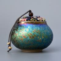 Porcelæn Tea Caddy, håndlavet, flerfarvede, 90x85mm, Solgt af PC
