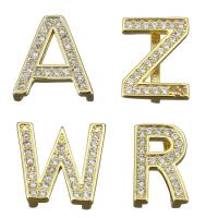 Brass Slide Charm Letter gold color plated & micro pave cubic zirconia nickel lead & cadmium free Approx 1mm Approx Sold By Lot