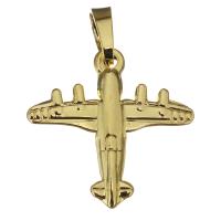 Stainless Steel Pendants, Airplane, gold color plated, 24x23.50x3mm, Hole:Approx 5x6.5mm, Sold By PC
