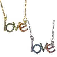 Stainless Steel Jewelry Necklace with 2inch extender chain Alphabet Letter word love plated oval chain & micro pave cubic zirconia 1.5mm Sold Per Approx 17 Inch Strand