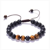 Lava Bracelet, with Gemstone, different materials for choice & Unisex & adjustable, 8mm, Sold Per Approx 7-11.4 Inch Strand