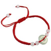 Jadeite Woven Ball Bracelets, with Nylon Cord, Unisex, red, Sold Per Approx 5.7-8.6 Inch Strand