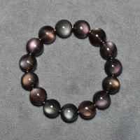 Obsidienne de glace bracelet, Rond, unisexe & normes différentes pour le choix, noire, Vendu par Environ 7 pouce brin