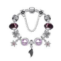 Tibetan Style European Bracelet, with Crystal, plated, different size for choice & micro pave rhinestone & for woman & enamel & faceted, silver color, Sold By Strand