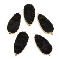 Black Stone Connector, with Tibetan Style, gold color plated, 1/1 loop, 26*56*12mm, Hole:Approx 2mm, Sold By PC