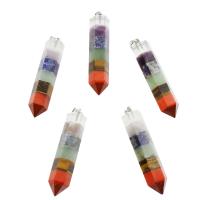 Edelstein Anhänger Schmuck, mit Zinklegierung, silberfarben plattiert, synthetische, frei von Nickel, Blei & Kadmium, 11*10*52mm, verkauft von PC