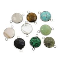 Gemstone Connector, with Tibetan Style, silver color plated, random style, nickel, lead & cadmium free, 18*26*6mm, Hole:Approx 2mm, 10PCs/Bag, Sold By Bag