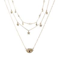 Zinc Alloy Jewelry Necklace with 6cm extender chain Eye gold color plated for woman &  & with rhinestone nickel lead & cadmium free 20mm Length Approx 15.7 Inch Sold By PC