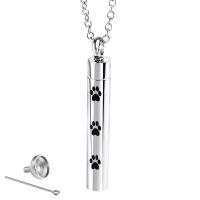 Titanium Steel Cinerary Casket Pendant, Column, silver color plated, different styles for choice & enamel, 6x42mm, 2PCs/Lot, Sold By Lot