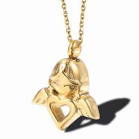 Titanium Stål Cinerary kiste halskæde, Angel, forgyldt, Unisex & oval kæde & forskellige stilarter for valg, 23x22mm, Solgt Per Ca. 19.7 inch Strand